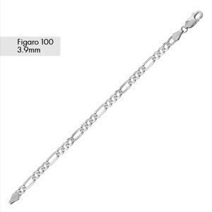 Sterling Silver 925 High Polished Super Flat Figaro Bracelet 3.9mm 7 inches